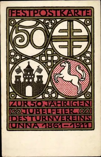 Ak Unna in Westfalen, Turnverein, 50jährige Jubelfeier 1861-1911