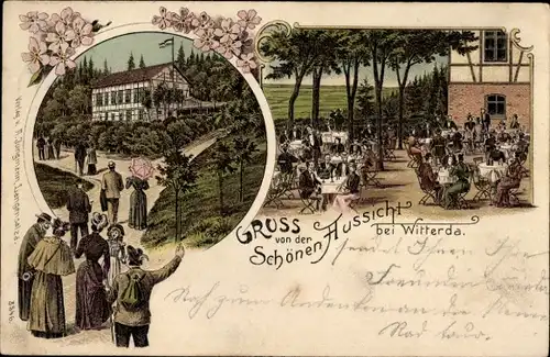 Litho Witterda im Kreis Sömmerda Thüringen, Gasthof Schöne Aussicht