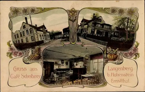 Jugendstil Ak Langenberg Callenberg in Sachsen, Cafe Scheibner, Innenansicht