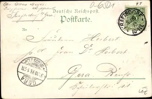 Litho Kraftsdorf in Thüringen, Bahnhof, Genesungsheim, Fassfabrik