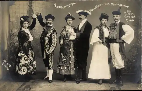 Foto Ak Unna in Westfalen, Musikverein, Strandfest 1906, Ausländergruppe
