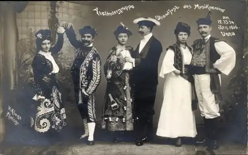 Foto Ak Unna in Westfalen, Musikverein, Strandfest 1906, Ausländergruppe