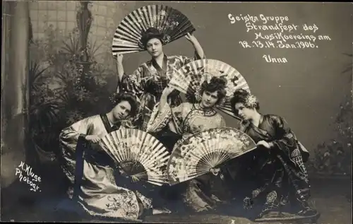 Foto Ak Unna in Westfalen, Musikverein, Strandfest 1906, Geisha Gruppe
