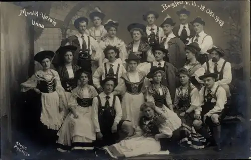 Foto Ak Unna in Westfalen, Musikverein, Bergfest 16.-18. Oktober 1908