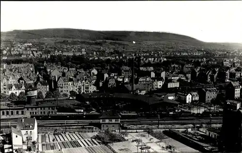 Foto Ak Fotograf Carl Bellingrodt, Deutsche Eisenbahn, Bahnhof, Vogelschau