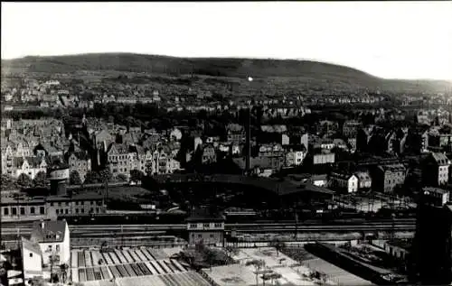 Foto Ak Fotograf Carl Bellingrodt, Deutsche Eisenbahn, Bahnhof, Vogelschau