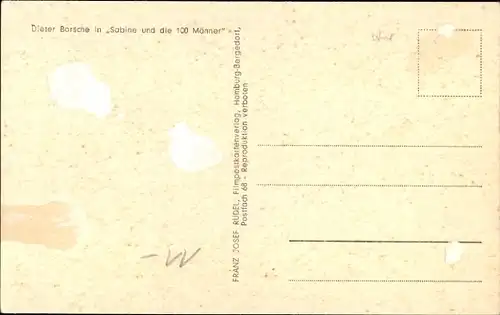 Ak Schauspieler Dieter Borsche, Sabine und die 100 Männer, Portrait, Zigarette, Autogramm