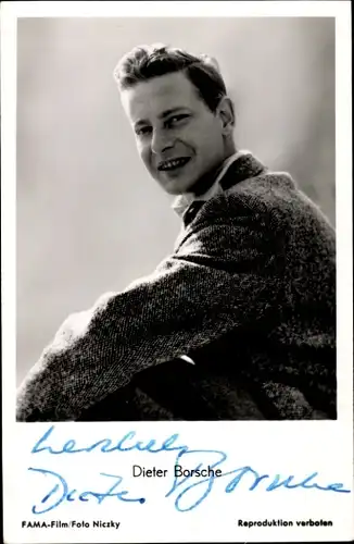 Ak Schauspieler Dieter Borsche, Dr. Holl, Portrait, Autogramm
