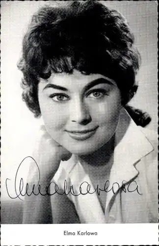 Ak Schauspielerin Elma Karlowa, Portrait, Autogramm