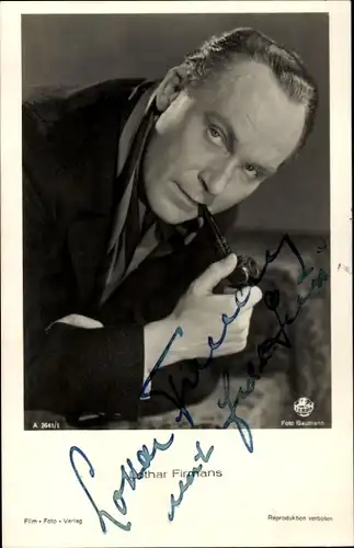 Ak Schauspieler Lothar Firmans, Portrait mit Pfeife, Autogramm