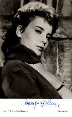 Ak Schauspielerin Corny Collins, Portrait,  in Am Tag als der Regen kam, Autogramm