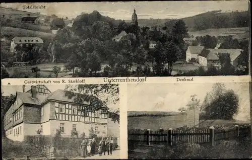 Ak Unterrenthendorf Renthendorf in Thüringen, Gesamtansicht, Gastwirtschaft von R. Starkloff