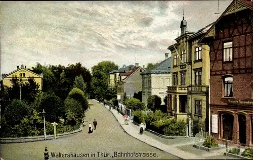 Ak Waltershausen Thüringen, Bahnhofstraße, Villen