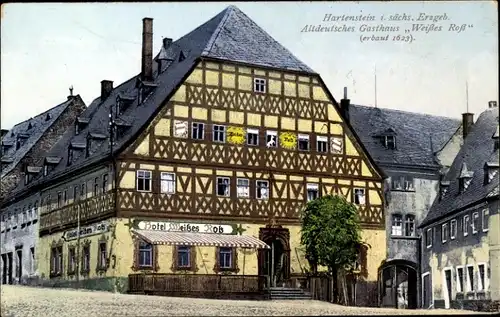 Ak Hartenstein Erzgebirge Sachsen, Altdeutsches Gasthaus Weißes Ross, Außenansicht
