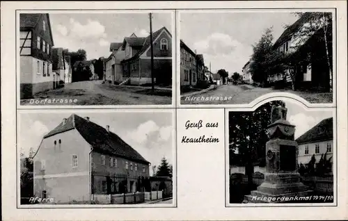 Ak Krautheim Weimarer Land, Kirchstraße, Dorfstraße, Pfarre, Kriegerdenkmal