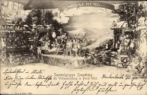 Ak Sonneberg in Thüringen, Panorama, Winter, Sammelgruppe, Weltausstellung Paris 1900