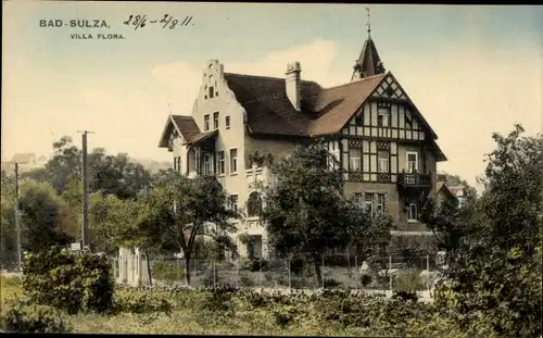 Ak Bad Sulza, Villa Flora, Straßenansicht, Fachwerkhaus