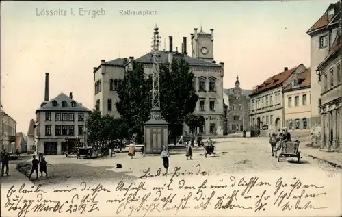 Ak Lößnitz Lössnitz im Erzgebirge, Rathausplatz