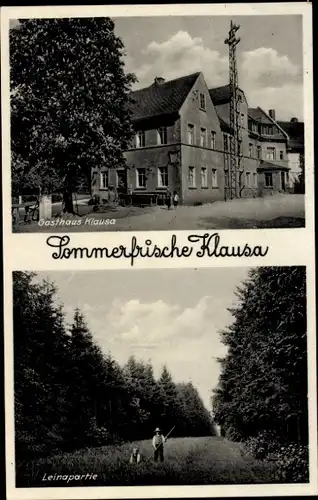 Ak Klausa Nobitz Altenburger Land, Gasthaus Klausa, Leinapartie
