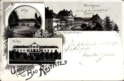 Litho Bad Köstritz an der Weißen Elster Thüringen, Heinrichstraße, Schloss