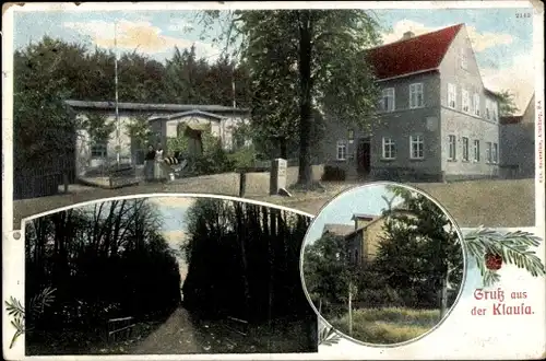 Ak Klausa Nobitz in Thüringen, Gasthaus mit Veranda, Logierhaus, Waldweg