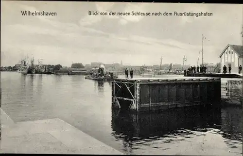 Ak Wilhelmshaven an der Nordsee, Neue Schleuse, Ausrüstungshafen