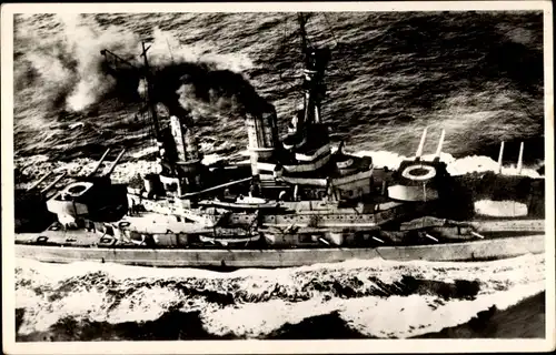 Foto Ak Deutsches Kriegsschiff, SMS Baden, Flottenflaggschiff, Kaiserliche Marine, Fliegeraufnahme