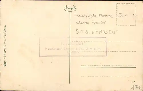 Ak Deutsches Kriegsschiff, SMS Emden, Kleiner Kreuzer, Kaiserliche Marine