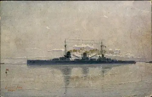 Künstler Ak Deutsches Kriegsschiff, SMS Goeben, Großer Kreuzer, Kaiserliche Marine