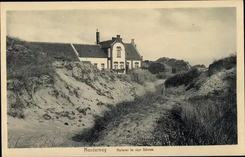 Ak Nordseebad Norderney Ostfriesland, Malerei in den Dünen