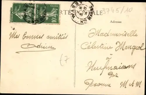 Ak Magneux Haute Marne, Kirche, Straßenpartie