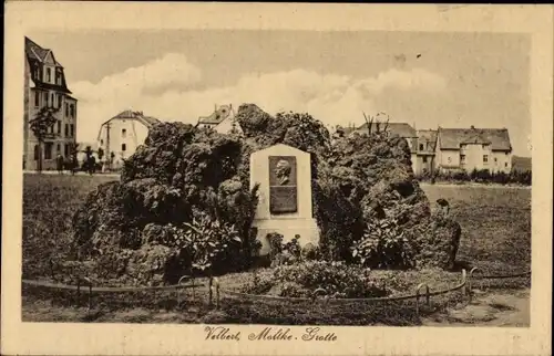 Ak Velbert in Nordrhein Westfalen, Partie an der Moltke Grotte, Denkmal