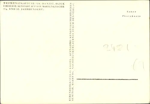 Ak Gdańsk Danzig, Marienkirche, Altstadt