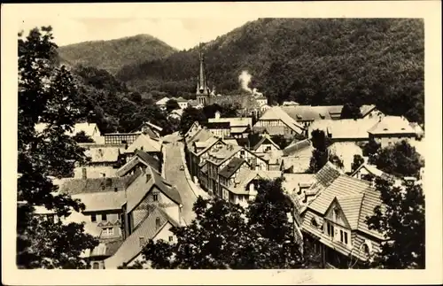 Ak Ilfeld Harztor Kreis Nordhausen Thüringen, Blick über die Dächer des Ortes, Kirche, Straße