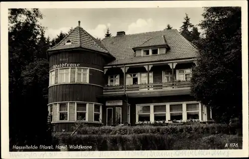 Ak Hasselfelde Oberharz am Brocken, Hotel Waldkrone