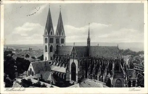 Ak Halberstadt in Sachsen Anhalt, Blick zum Dom, Panorama