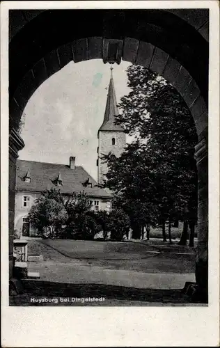 Ak Huy am Harz, Huysburg, Blick durch Torbogen auf Kirchturm