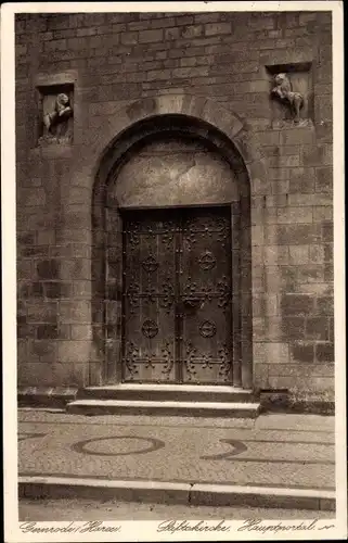 Ak Quedlinburg im Harz, Stiftkirche, Außenansicht, Hauptportal