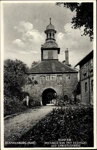 Ak Blankenburg am Harz, Kloster Michaelstein mit Erzengel und Christuskreuz