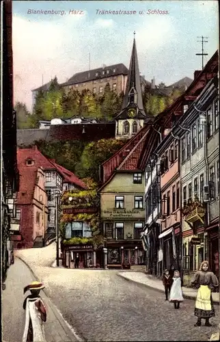 Ak Blankenburg Harz, Tränkestrasse, Schloß, Konditorei