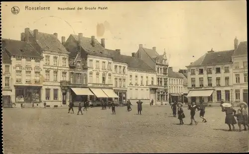 Ak Roeselare Roeselaere Rousselare Roulers Westflandern, die Nordseite des Groote Marktes