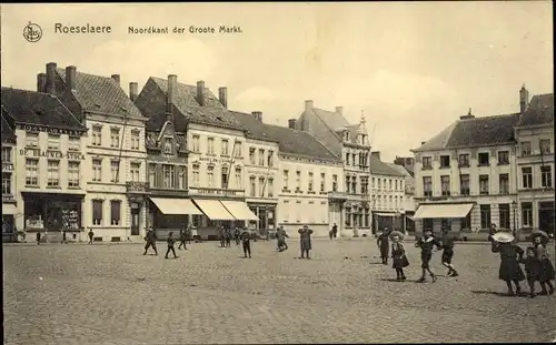 Ak Roeselare Roeselaere Rousselare Roulers Westflandern, die Nordseite des Groote Marktes