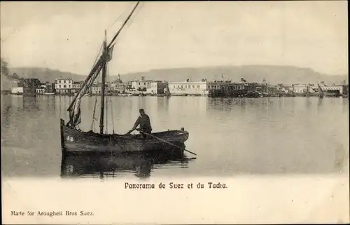 Ak Suez Ägypten, Panorama von Suez und Tacka