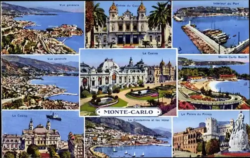 Ak Monte Carlo Monaco, Casino, Condamine, Palais du Prince, Strand, Hafen, La Condamine