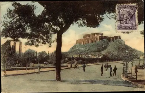 Ak Athen Griechenland, Blick zur Akropolis