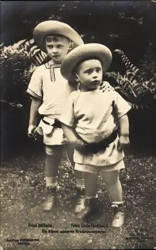 Ak Söhne des deutschen Kronprinzenpaares, Prinz Wilhelm, Prinz Louis Ferdinand