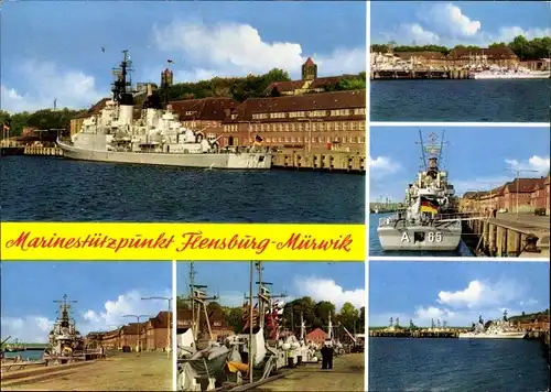 Ak Mürwik Flensburg in Schleswig Holstein, Marinestützpunkt, Schiffe