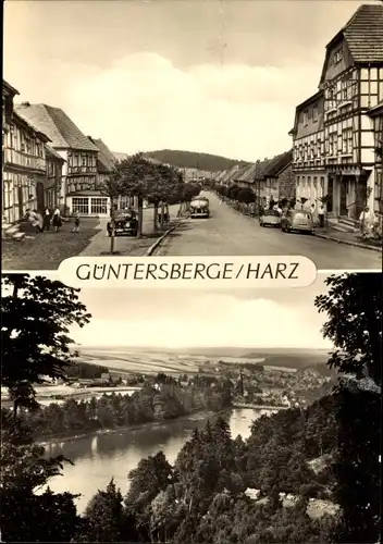 Ak Güntersberge Harzgerode am Harz, Straßenpartie, Panorama