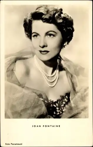 Ak Schauspielerin Joan Fontaine, Portrait, Perlenketten