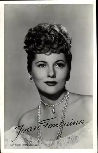 Ak Schauspielerin Joan Fontaine, Portrait, Halsketten